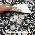 Kitchen Mats Vintage Throw Carpet 2x4 Black Beige - Non-Slip Stain and Water Resistant Soft Low-Pile Thin Rug for Hallway Bathroom Bedroom