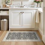 Kitchen Mats Vintage Throw Carpet 2x4 Black Beige - Non-Slip Stain and Water Resistant Soft Low-Pile Thin Rug for Hallway Bathroom Bedroom