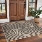 Tangsoo Easy Jute 3x5 Outdoor Rug for Living Room,Non-Slip Thin Black Rainbow Indoor Area Rug,Washable Boho Farmhouse Carpet for Front Porch Bedroom Patio Entryway Balcony