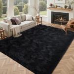 5x7 Black Area Rugs for Living Room, Large Fluffy Shag Bedroom Rugs Non-Slip, Ultra Soft Plush Carpet for Nursery Kids PlayRoom Dorm Office Indoor Modern Carpets