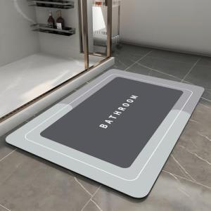 YUGMCOCE Bath Mat, Quick-Drying Non-Slip Thin Bathroom mat Super Absorbent Bath mats Rug-Bath Mats for Bathroom Floor Bathtub Vanity-Bathmat Bath Rug Easy Care Grey 27.5" x15.7"