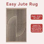 Tangsoo Easy Jute 3x5 Outdoor Rug for Living Room,Non-Slip Thin Black Rainbow Indoor Area Rug,Washable Boho Farmhouse Carpet for Front Porch Bedroom Patio Entryway Balcony