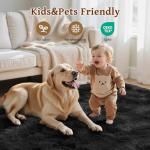 5x7 Black Area Rugs for Living Room, Large Fluffy Shag Bedroom Rugs Non-Slip, Ultra Soft Plush Carpet for Nursery Kids PlayRoom Dorm Office Indoor Modern Carpets