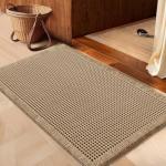 IM HOME Waffle Bath Mat Beige 32"x20", Boho Woven Modern Bath Mat Rugs, Absorbent Non Slip Bathroom Rugs, Soft Washable Bath Rugs with Tassels for Bathroom, Bedroom, Kitchen, Shower, Tub