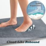 HUXMEYSON Bathroom Rugs Sets 3 Piece, Non-Slip & Quick Dry Bath Mat Set, Ultra Soft Velvet Bath Rugs for Bathroom, Toilet and Shower Floor, Grey