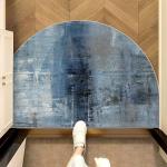 TOMWISH Blue 24" x 16" Semicircular Indoor Area Rug