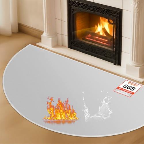 Hearth Rugs for Fireplaces Fire Resistant, 59 x 32 inch Fireproof Fireplace Mat Hearth Rug, Hearth Pads for Wood Stove Fireplace Indoor Outdoor, Protect Floors Carpets from Sparks Embers-Grey, 1mm