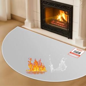 Hearth Rugs for Fireplaces Fire Resistant, 59 x 32 inch Fireproof Fireplace Mat Hearth Rug, Hearth Pads for Wood Stove Fireplace Indoor Outdoor, Protect Floors Carpets from Sparks Embers-Grey, 1mm