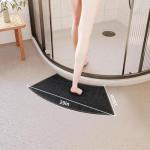 Non-Slip Corner Shower Mats,Semi-Circular Bath Mat, Curved Bath Rug, Washable Absorbent Camper Bathroom Rug, Corner Bath Mat Carpet for Circular Shower (Black, 16''X29'')