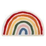Ankah Rainbow Bath Rug, Striped Half-Moon Shaped Colorful Boho Flocking Bathroom Mat, Soft Fiber, High Absorbent, Anti-Slip, Durability, Machine Wash, Great for Home, 15.8" x 23.6", Semicircular