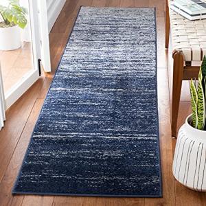 SAFAVIEH Adirondack Collection Runner Rug - 2'6" x 18' Runner, Navy & Grey, Modern Ombre Design, Non Shedding & Easy to Clean, Ideal for Hallway, Foyer, Kitchen, Entryway, Bedroom (ADR113E)