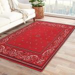 ZDABAOEC Red Bandana Rug, 4x5 Rug, Paisley Area Rugs for Bedroom Living Room Entryway, Patterned Large Rug & Washable Non Slip Indoor Floor Carpet & Home Decor, Red Bandana Bedroom Set