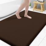 Smiry Memory Foam Bath Mat 47x32, Extra Soft and Absorbent Bathroom Mats, Non Slip Washable Carpet for Floor, Shower and Tub, Brown