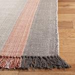 SAFAVIEH Area Rug 8x10 - Montauk Collection - Large - Terracotta & Grey, Handmade Flat Weave Cotton, Boho Farmhouse Stripe Pattern, Ideal for Living Room, Bedroom, Office, Dining Space (MTK301P)