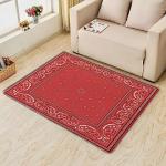 ZDABAOEC Red Bandana Rug, 4x5 Rug, Paisley Area Rugs for Bedroom Living Room Entryway, Patterned Large Rug & Washable Non Slip Indoor Floor Carpet & Home Decor, Red Bandana Bedroom Set