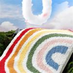 Ankah Rainbow Bath Rug, Striped Half-Moon Shaped Colorful Boho Flocking Bathroom Mat, Soft Fiber, High Absorbent, Anti-Slip, Durability, Machine Wash, Great for Home, 15.8" x 23.6", Semicircular