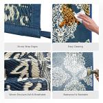 wikiwiki Outdoor Rug, 5x8ft Waterproof Reversible Mat Indoor Outdoor Rugs Carpet, Small Area Rug Plastic Straw Rug for Patio Deck Balcony Pool RV Camping Beach Picnic, Blue & Beige, Rugscape Series