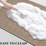 Non-Slip Corner Shower Mats,Semi-Circular Bath Mat, Curved Bath Rug, Washable Absorbent Camper Bathroom Rug, Corner Bath Mat Carpet for Circular Shower (Black, 16''X29'')