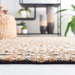 SAFAVIEH Area Rug 8x10 - Natural Fiber Collection - Large - Navy & Natural, Handmade Jute & Cotton Flat Weave, Stripe Pattern, Ideal for Living Room, Bedroom, Dining Space (NFB651N)