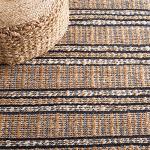 SAFAVIEH Area Rug 8x10 - Natural Fiber Collection - Large - Navy & Natural, Handmade Jute & Cotton Flat Weave, Stripe Pattern, Ideal for Living Room, Bedroom, Dining Space (NFB651N)