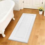 SHACOS Large Soft Bathroom Rugs 24"x60" Bath Runners Non Slip Washable Absorbent Bath Mats Carpets Bathroom Tub Double Sink Vanity Floor Mats, White 2'x5'