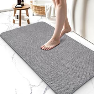 Non-Slip Ultra Thin Bath Mat - Gray 17x27 Inch