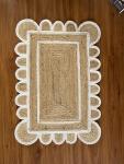 Off White Scallop Pattern Jute Area Rug 2'x3