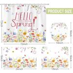 Spring Flowers Shower Curtain Set with Non-Slip Mats