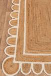 Off White Scallop Pattern Jute Area Rug 2'x3