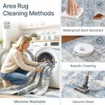 Blue 8x10 Washable Area Rug for Living Room