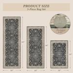 Black Non-Slip Kitchen Rugs Set of 3