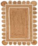 Off White Scallop Pattern Jute Area Rug 2'x3