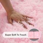 Pink Fluffy Rug for Bedroom and Nursery