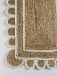 Off White Scallop Pattern Jute Area Rug 2'x3