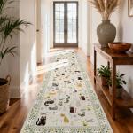 Washable Non-Slip Cat Print Runner Rug 2x10