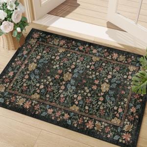 DUKINO Vintage Floral Non-Slip Entryway Rug 2x3