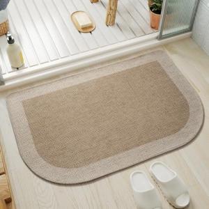 Half Circle Non-Slip Bath Mat, Absorbent Brown 16x24