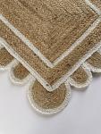 Off White Scallop Pattern Jute Area Rug 2'x3