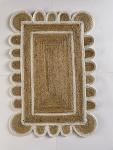 Off White Scallop Pattern Jute Area Rug 2'x3