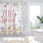 Spring Flowers Shower Curtain Set with Non-Slip Mats