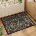 DUKINO Vintage Floral Non-Slip Entryway Rug 2x3