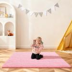Pink Fluffy Rug for Bedroom and Nursery