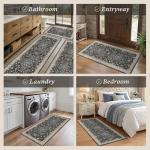 Black Non-Slip Kitchen Rugs Set of 3