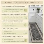 Black Non-Slip Kitchen Rugs Set of 3