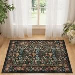 DUKINO Vintage Floral Non-Slip Entryway Rug 2x3