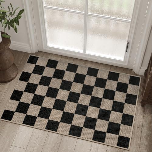 Jute Checkered Entryway Rug - 2x3 Black