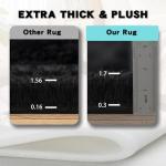 Black Fluffy Shag Area Rug, 2x3 Small Size