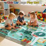 Kids Traffic Road Play Rug, Non-Slip, 55"x55