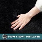 Black Fluffy Shag Area Rug, 2x3 Small Size