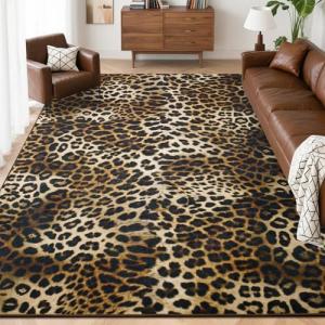 Leopard Print Area Rug, 4x6 Feet, Non-Slip